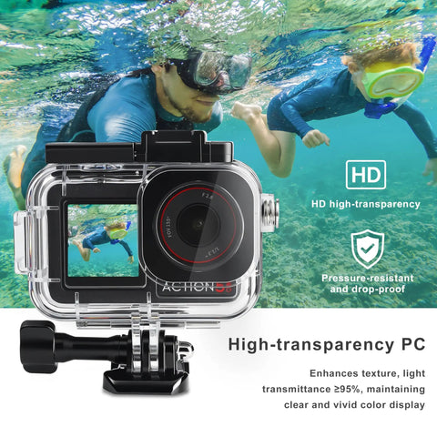 Essential Underwater Diving Kit For DJI Osmo Action 5 Pro 4 3 Waterproof Housing With clear high-transparency design
