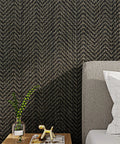 Room with Geometric Grasscloth Black And Gold Peel And Stick Wallpaper Dope Self Adhesive Vinyl Removable For Bedrooms Cabinets Drawers And Shelves Waterproof Bubble Free Repositionable 24 By 200 Inches