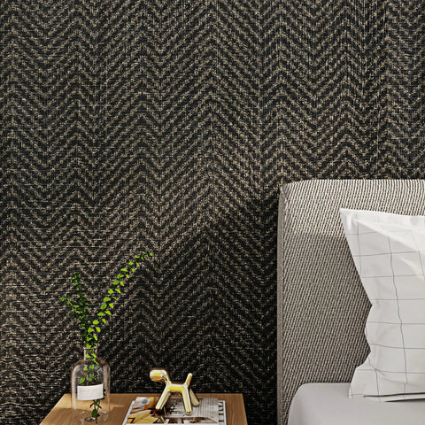 Room with Geometric Grasscloth Black And Gold Peel And Stick Wallpaper Dope Self Adhesive Vinyl Removable For Bedrooms Cabinets Drawers And Shelves Waterproof Bubble Free Repositionable 24 By 200 Inches