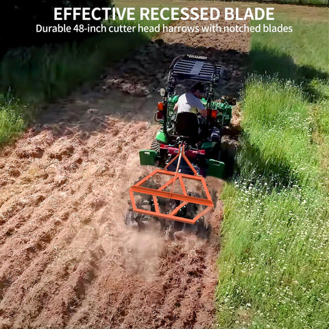 5 Ft Notched Disc Harrow Plow For Category 0 And 1 Tractors Fits Kubota BX LM WLM NorTrac Yanmar Kioti John Deere in use