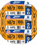 100 Foot 10/2 NM-B Romex Copper Wire With Ground For Dry Location Residential Wiring, SIMpull Jacket For Easy Pulling