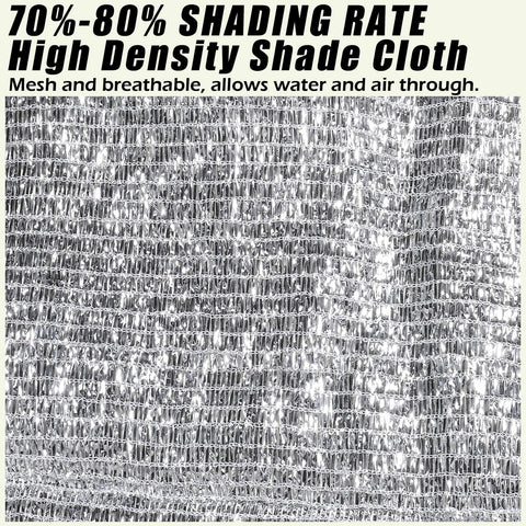 Close-up of reflective surface on Cooler Outdoor Shade Cloth With 85 Percent Aluminum Foil Mesh Reflective Sun Block Fabric 6.5 ft by 10 ft.
