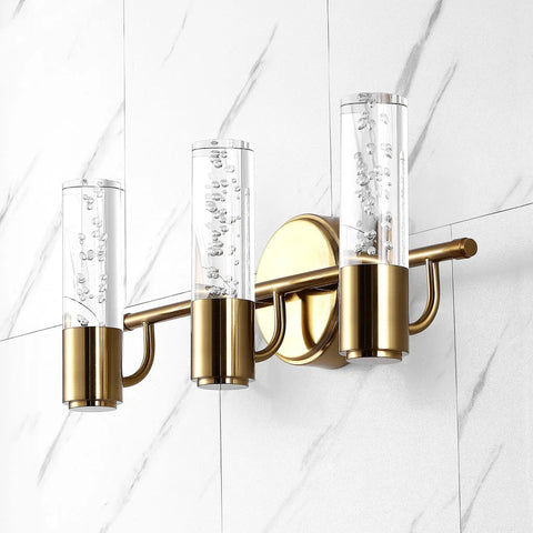 Oil Rubbed Bronze Modern Integrated LED Vanity Light Wall Sconce For Bathroom With Clear Bubble Acrylic Shade Art Deco Style