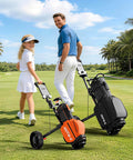 2 Wheel Golf Push Cart That Grows With You Adjustable Upper Bracket And Height Fits All Bag Sizes From Kid To Adult Teen Friendly Ergonomic Pull Cart For Ages 3 To Adult Lightweight Easy Fold on golf course