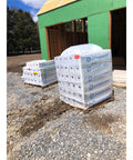 Shop Standard Self Sealing Ice And Water Roof Underlayment Roll 3X75 Ft 40 Mil High Temp Asphalt Sheet For Tough Shingle Jobs And Bulletproof Leak Blocking Coverage stacked on pallets at a construction site.