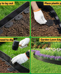 4 Inch Tall No Dig Landscape Edging Easy Install 40 Feet Heavy Duty Plastic Garden Border Kit With 45 Metal Stakes shown in garden setup