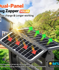 Go To Outdoor Dual Solar Panel Mosquito Zapper With 4500V Insect Killer IPX5 Waterproof And Cordless Portable Design