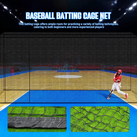 Heavy-Duty Backyard Baseball And Softball Batting Cage Net For All-Weather Outdoor Training 55 ft by 12 ft by 12 ft 1.75-Inch Mesh