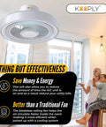 Modern Bladeless Ceiling Fan With Light 20 Inch Smart Enclosed Ceiling Fan With Remote Dimmable LED Lights