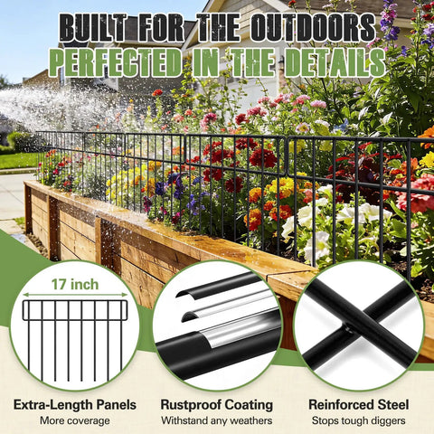 14 Pack 20Ft Long Garden Fence Panels For Dogs And Rabbits No Dig Rustproof Metal Animal Barrier Border For Outdoor Yard Patio