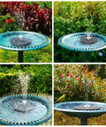 28 Inch Solar Powered Bird Bath With 3.5 Watt Fountain Kit And 8 Nozzles For Outdoor Backyard Garden Courtyard Weather Resistant Polyresin Pedestal Green Finish in garden settings