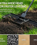 Wide 30 By 10 Inch Lawn Leveling Rake With Heavy Duty Alloy Steel Frame And 78 Inch Handle used for garden soil leveling