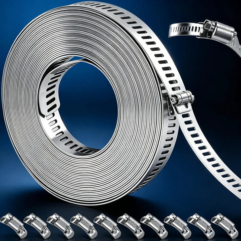 Get Ready For Any Home Rodeo With This 16 Ft DIY Stainless Steel Hose Clamp Kit Featuring Premium Worm Gear Duct Pipe Clamps And Strong Fasteners For Custom Fits On Piping And Plumbing Tasks. Stainless steel 16 ft hose clamp roll with fasteners