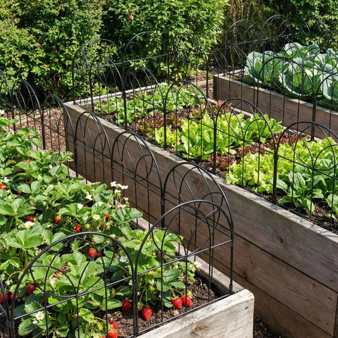Arch Black No Dig Metal Garden Fence Panels, 6 Pack, Rustproof Border Fencing For Flower Beds, Rabbits And Dogs, 24 Inches High