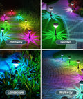 Color Changing Solar Path Lights 8 Pack Outdoor Waterproof Multicolor Landscape Lighting With Auto On At Night