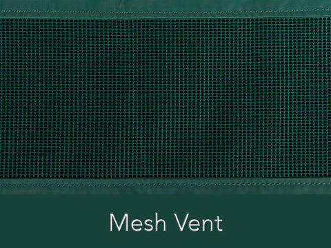 Close-up of mesh vent on Classic Outdoor Glider Cover For Patio Furniture Weatherproof Shield With Thick 12 Gauge Vinyl And Polyester