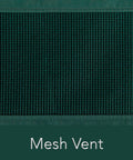 Weatherproof Outdoor Swing Cover With Tough As Nails Vinyl And Polyester Lining, Mesh Vent detail in green fabric.