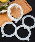 Eight white silicone jar gaskets, 3.75-inch, for regular-mouth canning jars; airtight sealing rings.