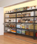 Beefy Heavy Duty Five Tier Metal Storage Shelving Unit 45.5 Inch Wide With Open Sides For Kitchen Garage And Retail Use Large Capacity Stable Steel Construction Easy Assembly Perfect For Tools And Gear, loaded in pantry