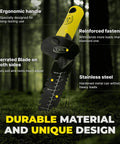 Carbon Steel Metal Detecting Shovel Set with Spade showing ergonomic handle and serrated blade for treasure hunting.