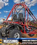 Go Kart With 169cc 10 HP Engine, 35 MPH Top Speed, Independent Suspension, Adjustable Seats, Baja Lights, All Terrain Tires, Adult Size for Ages 16 Plus, Red