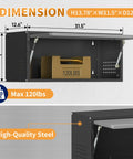 Up Flip Door Wall Mount Tool Cabinet With Pegboard, Built Tough Heavy Duty Steel Garage Storage Cabinet For Kitchen Workshop And Warehouse, Black And Gray, Smooth Hydraulic Lift, 90 Degree Open, Easy Access; 31.5W x 13.78H x 12.6D, 120 lbs