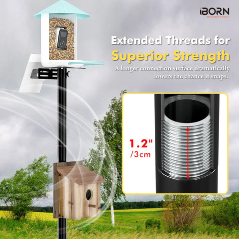 3In1 Bird Feeder Pole Mount Kit With 63 Inch Adjustable Height For Outdoor Birdhouses And Smart Feeders Heavy Duty Bracket Set With Top And Side Mounts