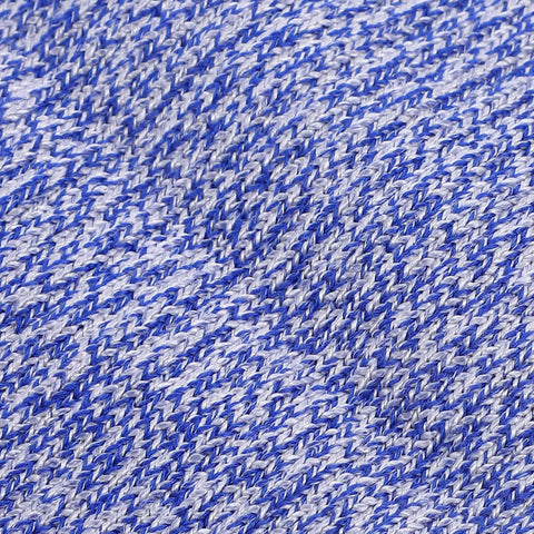 Close-up of the blue nylon blend texture of Premium Cut Resistant Arm Sleeves 2 Pack Blue Anti Cut Forearm Guards For Industrial Work Heavy Duty Job Site Hustle Legit Workshop Protection.