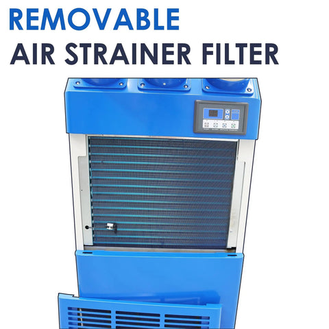 Heavy Duty Portable Air Conditioner That Kicks Butt On Roasting Days With Blistering 22178 Btu Cooling And Snappy 910 Cubic Meter Per Hour Airflow For Garage Workshops And Patios showing a removable air strainer filter.