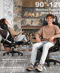 Two people relaxing in X100 Ergonomic Mesh Office Chair With Footrest For All Day Comfort In Home Office And Gaming Game Ready.