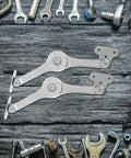 Heavy Duty Soft Close Lift Hinges For Cabinet Doors AGFELO 2 Pack Zinc Alloy Adjustable Lid Stay Hardware displayed with tools