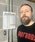 Dead Nuts Accurate Magnetic Tap And Drill Metric Conversion Chart 8.5 X 11 Inches displayed on a wall next to a person.