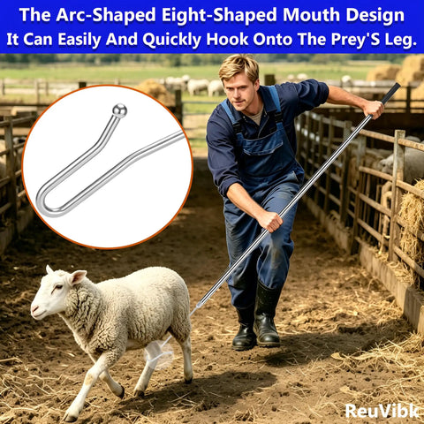 Adjustable Goat And Sheep Catcher Hook With 304 Stainless Steel Leg Hook And Iron Ball, Extendable From 44 To 75 Inches For Quick, Humane Grabs During Health Checks, Milking, And Shearing On The Farm