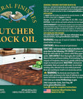 Top Shelf Butcher Block Oil And Food Safe Wood Conditioner For Cutting Boards And Kitchen Utensils 1 Pint Bottle labeled for safe use.