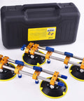 Pro Grade Seamless Seam Setter with 6 Inch Suction Cups and double pole design next to carrying case
