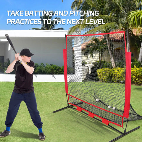 Portable Baseball And Softball Practice Net With Bow Frame Foldable Batting Cage used by player outdoors