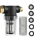 Garden Hose Inline Filter For Pressure Washer Inlet Sediment Filter With 40 Mesh And 100 Mesh Screens Includes 2 Hose Washers Displayed