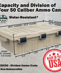 Divided Ammo Crate Utility Box With Seven Compartments Water Resistant And Lockable Ammo Storage For 5.56 9mm 12 Gauge And More Built Tough