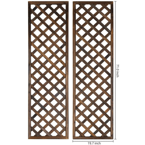 Wood Trellis Wall Hanging For Climbing Plants, Large Outdoor Garden Lattice Panels In Brown, Set Of Two