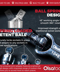 Universal Joint Set For One Half Inch, Three Eighths Inch, And One Quarter Inch Drive with swivel adapters and detent ball.