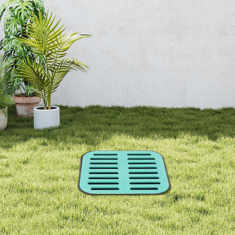 Installed Heavy Duty Catch Basin With Grate And Debris Basket For French Drain Projects Large 15.7 Inch Square Outdoor Drainage Basin