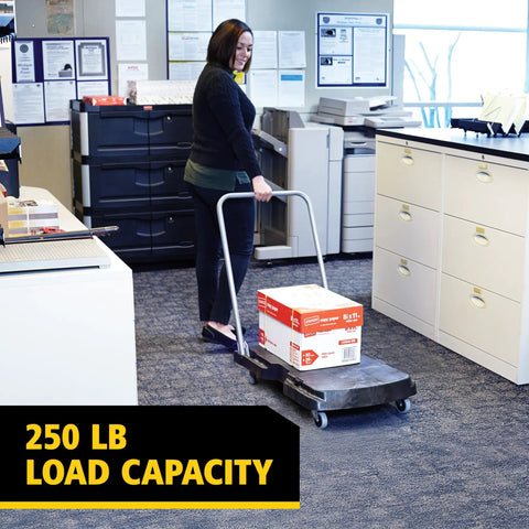 Convertible Folding Utility Dolly Cart Platform Truck With Wheels 250 Lb Capacity For Moving And Hauling In Warehouse Or Office Collapsible Design Non Marking Casters Ergonomic Three Position Handle For Push Pull Or Flat Fold carrying paper box in office