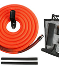 Central Vacuum Garage Attachment Kit With 50 Ft Hose, Crush Proof Pro Grade, tools, and accessories displayed on white background.