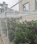 Heavy Duty L Shaped Steel Brackets With Wide Slotted Openings in use for outdoor plant protection structure.
