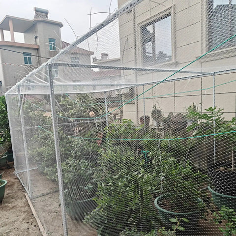 Heavy Duty L Shaped Steel Brackets With Wide Slotted Openings in use for outdoor plant protection structure.