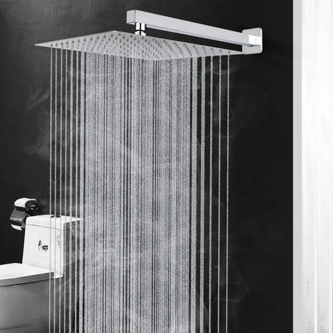 Ultimate Rain Shower System With Dual Heads, Ceiling Mounted High Pressure Flow, Chrome 12 Inch Showerhead And Handheld in use