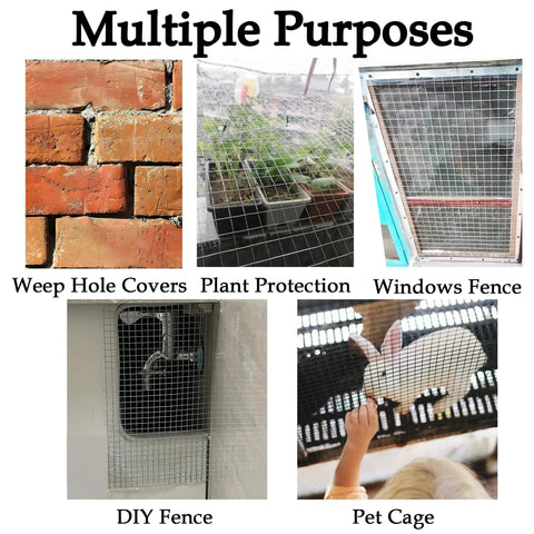 Collage showing uses for Beefy Heavy Duty One Quarter Inch Hardware Cloth Four By Ten Foot Galvanized After Welding Twenty Three Gauge Wire Mesh Roll for various projects.