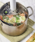 Reusable Quart Vacuum Zipper Bags, 10 Count, BPA Free, sous vide cooking with salmon and lime in pot
