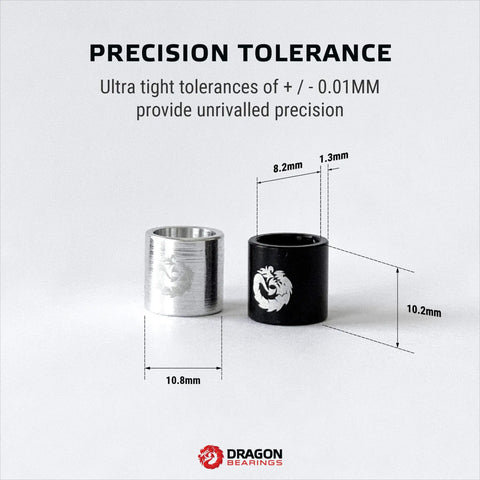 Black and silver spacers for Speed Kit Spacer Washer And Axle Nut For Skateboard And Longboard Bearing Performance Boost Universal Truck Fitment For Reverse Kingpin And Traditional Trucks Black showing precision dimensions
