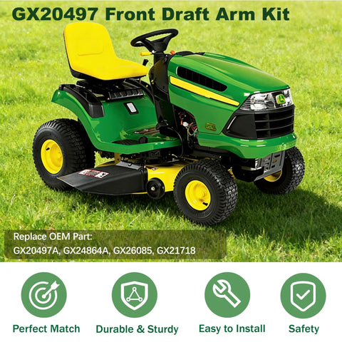 Beefed Up Front Draft Arm Kit For Mower Deck Lift And Height Adjustment Fits 102 115 125 155C D155 D105 LA L100 L120 L130 LA120 D140XSE Series Replacement Parts GX20497A GX24864A on riding mower